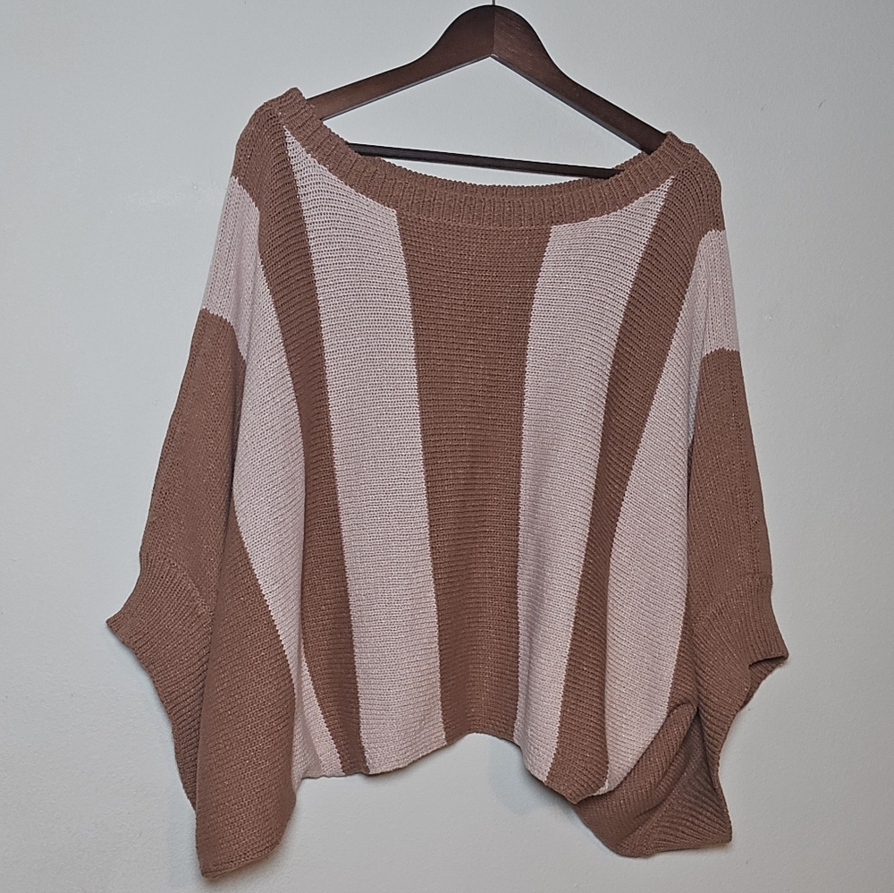 Trina Turk Brown and Cream Striped Sweater Size M - Picture 2 of 5
